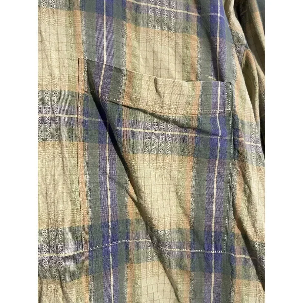 Horny Toad Men's Short-Sleeved Button-Down Shirt‎ Size L Plaid Logo